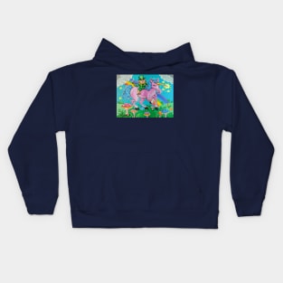 Leprechaun rides Unicorn Kids Hoodie